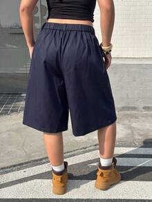 Muchica 海軍藍大尺碼女款春夏季短褲 - 藏蓝色 - 查看 2