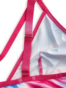AltBold Sexy Series Colorful Print Hollow Strap Plus Size Bra 1pc/Pack - Hot Pink - View 4