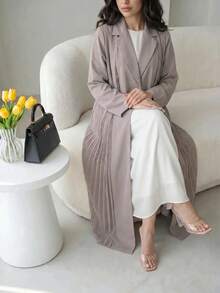 Yasmyna 女款優雅素色百褶長袍 - 灰色 - 查看 5