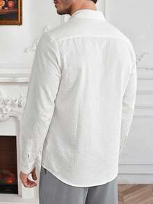 Core Aspect Men's Solid Color Casual Versatile Daily Travel Shirt, Formal - White - View 3