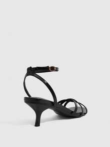 CUCCOO SZL Women's Shoes Summer 5.5CM Round Toe Open Toe With Sexy Versatile Elegant Black Stilettos Suitable For Daily Commuting/Beach/Party - Black - View 3
