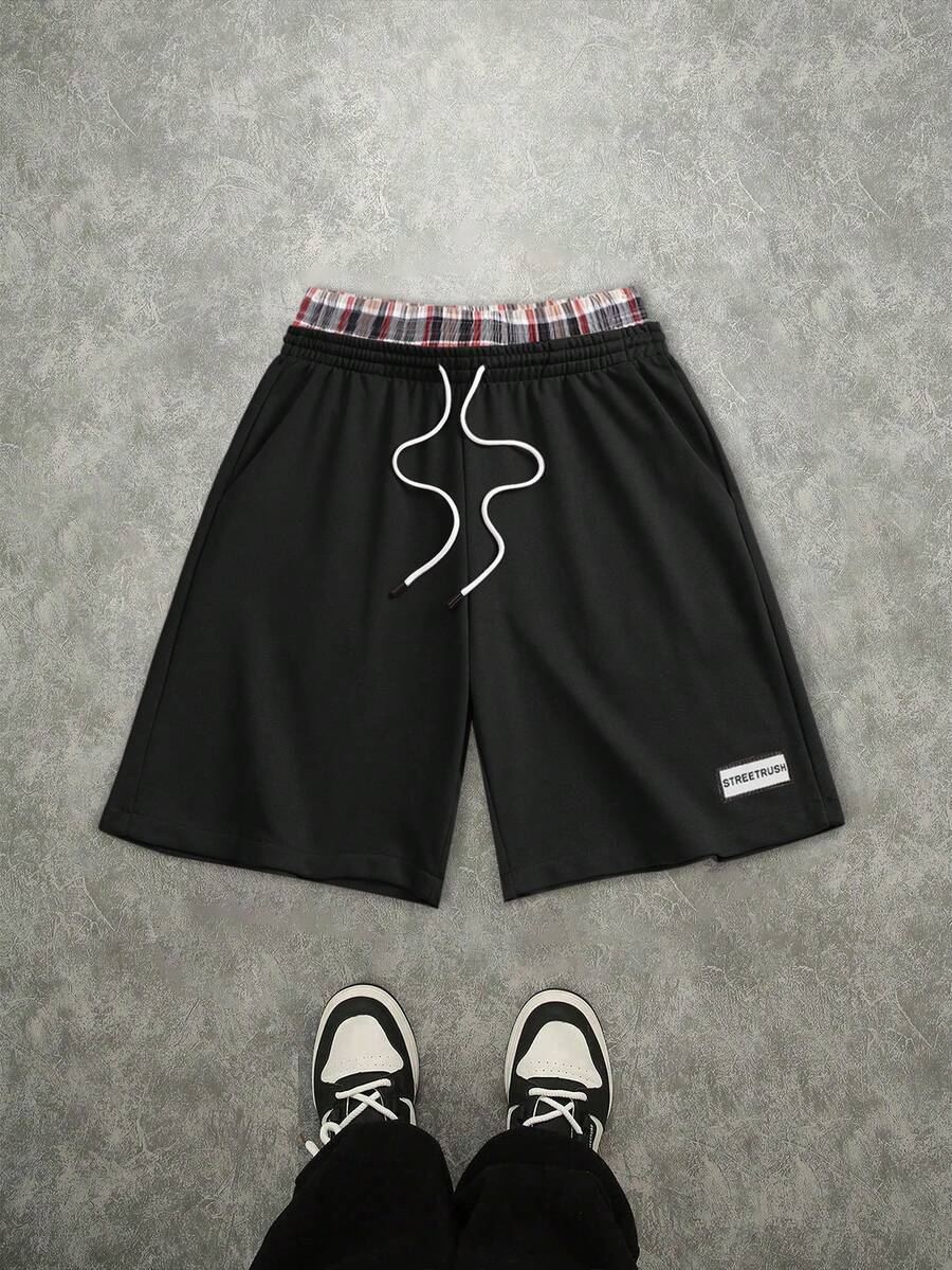 Manfinity EMRG Men's Dual Waistband Design Versatile Shorts - Black - View 1