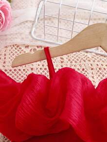SHEIN 女嬰可愛夏季細肩帶露肩連身褲 - 紅色 - 查看 7