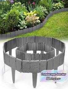 Set Of 20, Easy-To-Install Gray Stone-Patterned Plastic Garden Edging - Decorative Edging For Patios, Lawns, And Balconies, Perfect For Flower Beds And Landscape Borders - A - View 1