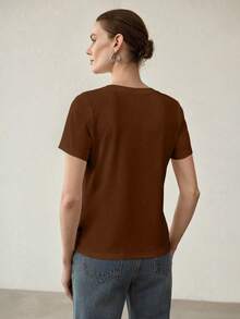 MOTF PREMIUM RHINESTONE DETAIL SHORT SLEEVE T-SHIRT - Mocha Brown - View 2