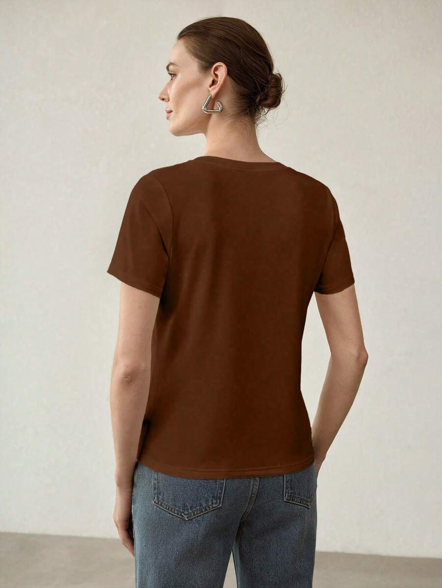 MOTF PREMIUM RHINESTONE DETAIL SHORT SLEEVE T-SHIRT - Mocha Brown - View 2