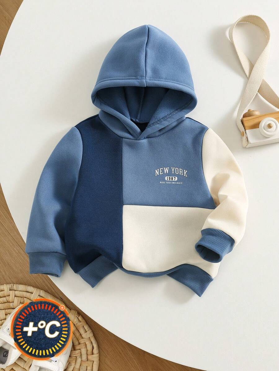 Baby Boy Baby Girl Baby Boy Spring Autumn Winter Unisex Loose Colorblock Blue Pullover Sweatshirt - Multicolor - View 1