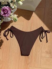 Elavelle Women's Spring/Summer Solid Color Lace Bikini Bottom Beach Brown Boho Lace - Brown - View 4