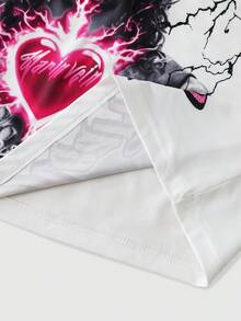 ROMWE MEN Men's Loose Fit Short Sleeve T-Shirt With Jesus Print - White - View 6