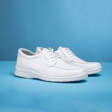Zapato Piel Autentica, Laboratorio, Enfermería, Casual, Trabajo, Confort, Mod. 5001 - Blanco - Ver 3
