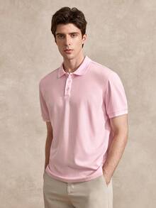 Courvante Men Solid Polo Shirt - Pink - View 4