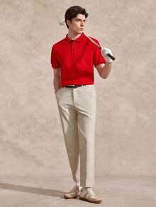 Courvante Men's Short-Sleeved Polo Shirt In Color Block Design, Red Summer, Men - Red - View 7