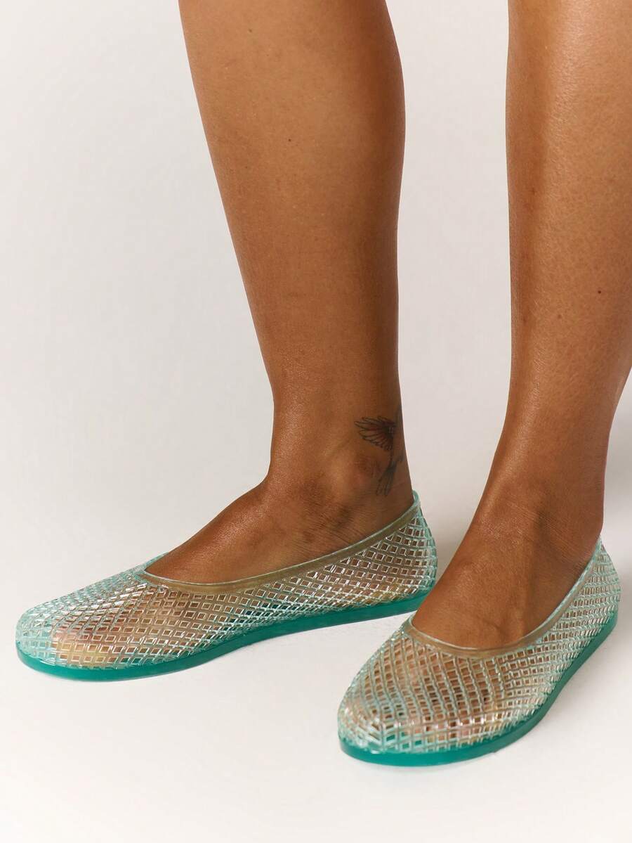 MUSERA Slip On Jelly Ballet Flats Spring Summer Holiday Ibizia Festival Tropic Vacation Bad Timing Fall Shoes - Green - View 1
