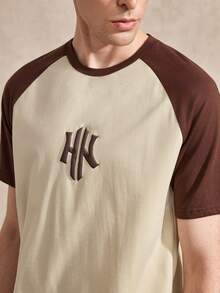 Courvante Men's Standard Size Brown Raglan Sleeve T-Shirt, 3 Graphic Design, Suitable For Summer, Minimalist & Versatile - Multicolor - View 6