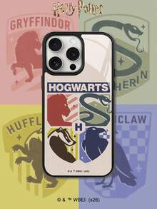 HARRY POTTER X SHEIN 時尚哈利波特霍格華茲四學院獅子蛇獾鷹配色徽章手機殼，復古復古防震防摔保護殼，適用於 iPhone 13/14/15/15Pro/16/16Pro/17Pro - 彩色 - 查看 3