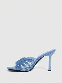 CUCCOO SZL Women's Fashionable Elegant Party Rhinestone Decorated Heeled Sandals Valentine's Day Spring Shoes Prom Heels Summer Shoes - Light blue - View 4