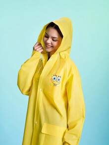 SpongeBob SquarePants | SHEIN معطف مطر مطبوع بنمط شارة 1، بونشو للبالغين، مجموعة متنوعة من الأحجام للاختيار من بينها، مناسب للرجال والنساء، قابل لإعادة الاستخدام، مناسب للتنقل والخروجات والسفر، إسفنجي - الغرض العام - مشاهدة 6
