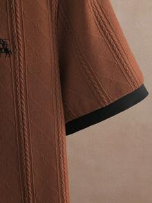 Core Aspect 男士翻領短袖 Polo 衫，針織鉤編面料，刺繡 Polo 衫，休閒 Polo 衫，鈕扣 Polo 衫，適合日常外出、朋友聚會、休閒週末時光，送給男朋友或丈夫的絕佳禮物，INS 熱銷 Polo 衫 - 棕色 - 查看 5