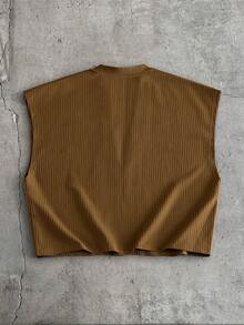 SIGLOCORE Men's Summer Casual Solid Color Notch Neck Tank Top - Brown - View 3