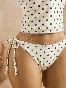 Swim Mod Summer Sweet Cherry Plaid Tank Bikini Set - Light Yellow - View 13