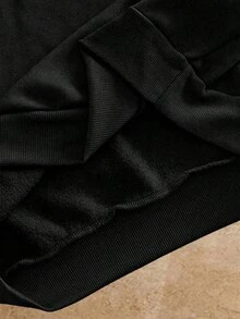 HIMLAND 男士拼色領字母刺繡套頭運動衫 - 黑色 - 查看 6