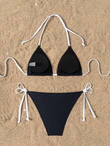Swim Basics Conjunto de Bikini con Lazos Casual de Playa - Multicolor - Ver 2