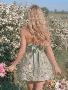 Women Short Dresses - Green - View 4