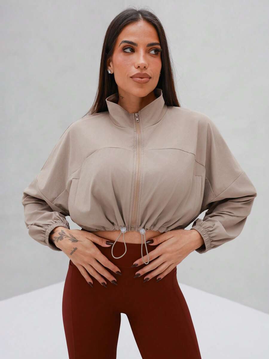 Maju Mazalli 女士宽松运动夹克健身短款拉链健身服跑步日常运动休闲办公室到法院早午餐到健身房超大运动服骑行轻量 HIIT 训练舒适运动骑行户外运动休闲