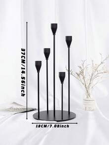 1pc Elegant And Slender Five-Arm Candlestick, Romantic Metal Long-Handled Candlestick, With Widened Base To Prevent Tipping, Romantic Valentine's Day Decoration Candlestick, Elegant Centerpiece For The Dining Table - High Stability Model - View 3