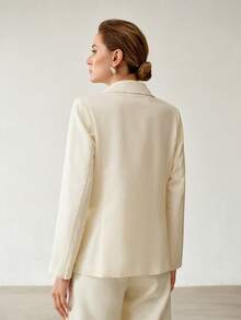 MOTF PREMIUM WOMEN'S COMMUTER COTTON LINEN THIN LIGHTWEIGHT BLAZER - Beige - View 6