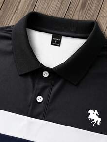 NEOREFINED 男士拼色拼接 Polo 衫與短褲 2 件套，極簡高級休閒套裝，適合日常穿著 - 彩色 - 查看 6
