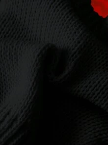 SHEIN Genkimix Kids 女童米色時尚休閒可愛舒適柔軟極簡百搭優雅 3D愛心燈籠袖長袖上衣，適合秋冬 - 黑色 - 查看 3