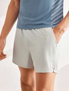 Driftmere Boyfriend Style Men's Ice-Cooling Elastic Short Sleeve And Quick-Drying Sports Shorts Set, Summer Boyfriend Style Men Two Pieces Outfits Gym Workout Running - Dusty Blue - View 6