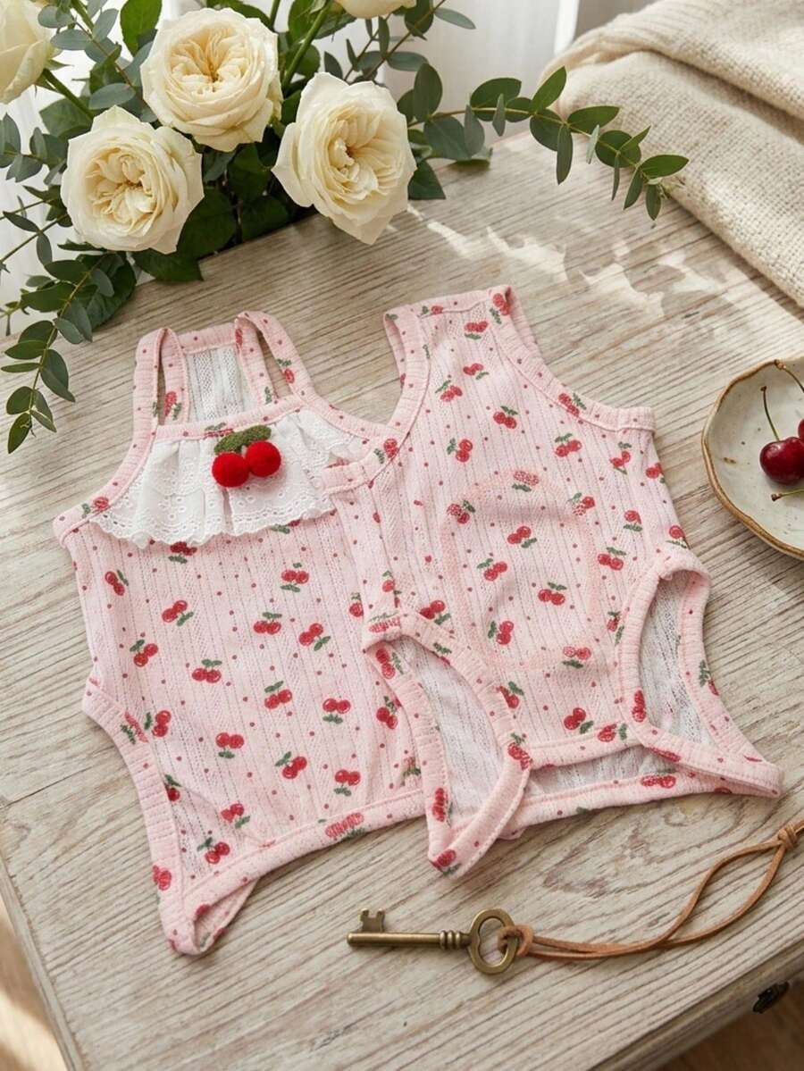 PETSIN 1PC Belly Warming Pet Home Wear, Thin Breathable Suspender Vest For Small Dogs Teddy Bichon Pomeranian - Multicolor - View 1