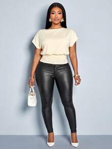 SOLERSUN Camiseta de talla grande de verano sexy de unicolor sin espalda - Albaricoque - Ver 4