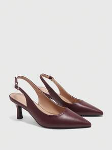 CUCCOO BIZCHIC 女款尖頭扣飾設計百搭時尚高跟鞋 - 酒紅色 - 查看 10