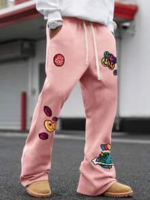 Manfinity Roghcode Men's Casual Denim Decor Sweatpants - Pink - View 5