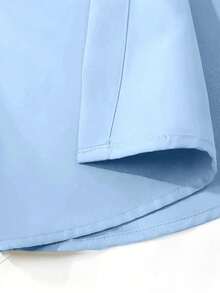 Manfinity Dauomo Men's Solid Color Button-Front Short Sleeve Shirt, Summer - Baby Blue - View 5