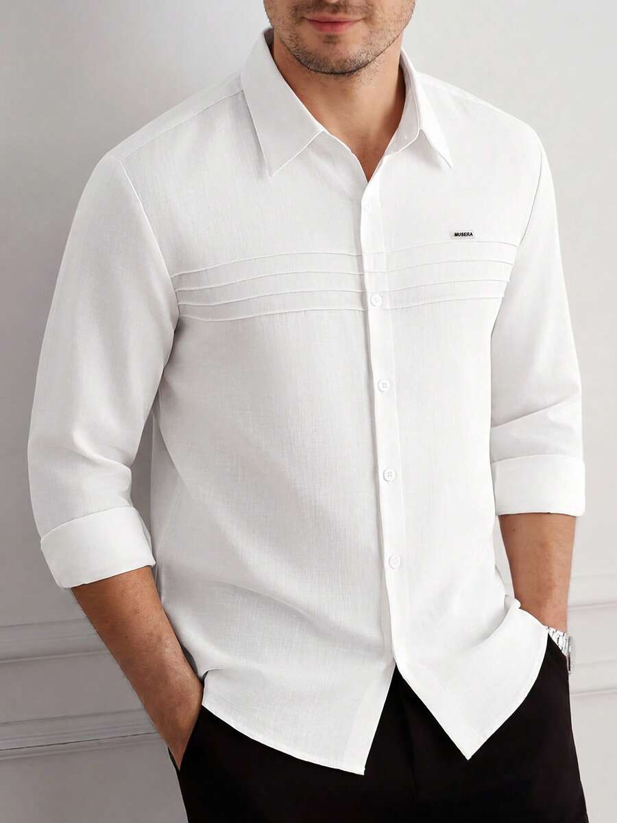 Core Aspect Men's Denim Single-Breasted Casual Versatile Daily Wear Shirt - White - View 1