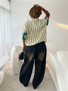 Mariisbox Women's Vintage Street Chic Deconstructed Frayed Hem Wide Leg Jeans Casual Black - Black - View 2