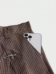 SWAVVY Men's Spring/Summer Fashion Loose Wide Leg Pants With Airplane Buckle - Coffee Brown - View 6