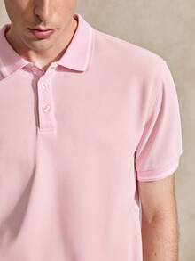 Courvante Men Solid Polo Shirt - Pink - View 6