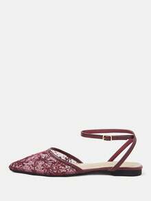 CUCCOO HITCHD Women's Mesh Embroidered Flat-Soled Shoes - Burgundy - View 8