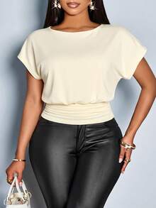 SOLERSUN Camiseta de talla grande de verano sexy de unicolor sin espalda - Albaricoque - Ver 6