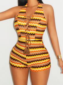 Sirith Women's Tight-Fitting Romper, Fashionable Halter Neck Style Suitable For Summer - Multicolor - View 5