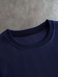 PAVTROS Men's Letter Print Casual Versatile Daily Wear Top - Navy Blue - View 6