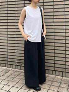 FRIFUL 女款白色無袖側開衩休閒上衣 夏季 T-shirt - 白色 - 查看 3