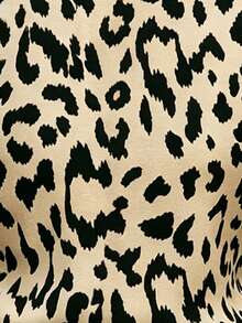 RosyDaze Leopard Print Long Sleeve T-Shirt, Versatile Style Suitable For Outdoor Wear, V-Neck Metal Zipper Design - Multicolor - View 5