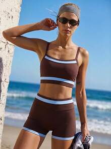 SHEIN Unity 2 Stücke Damen einfarbiger modischer Sport Yoga Fitness Freizeitanzug - Verschiedenfarbig - Übersicht 5