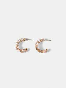 MOTF PREMIUM 18K GOLD-PLATED FASHION FLASH C-SHAPED STUD EARRINGS NICHE HIGH-END VERSATILE EARRINGS - Yellow Gold - View 8